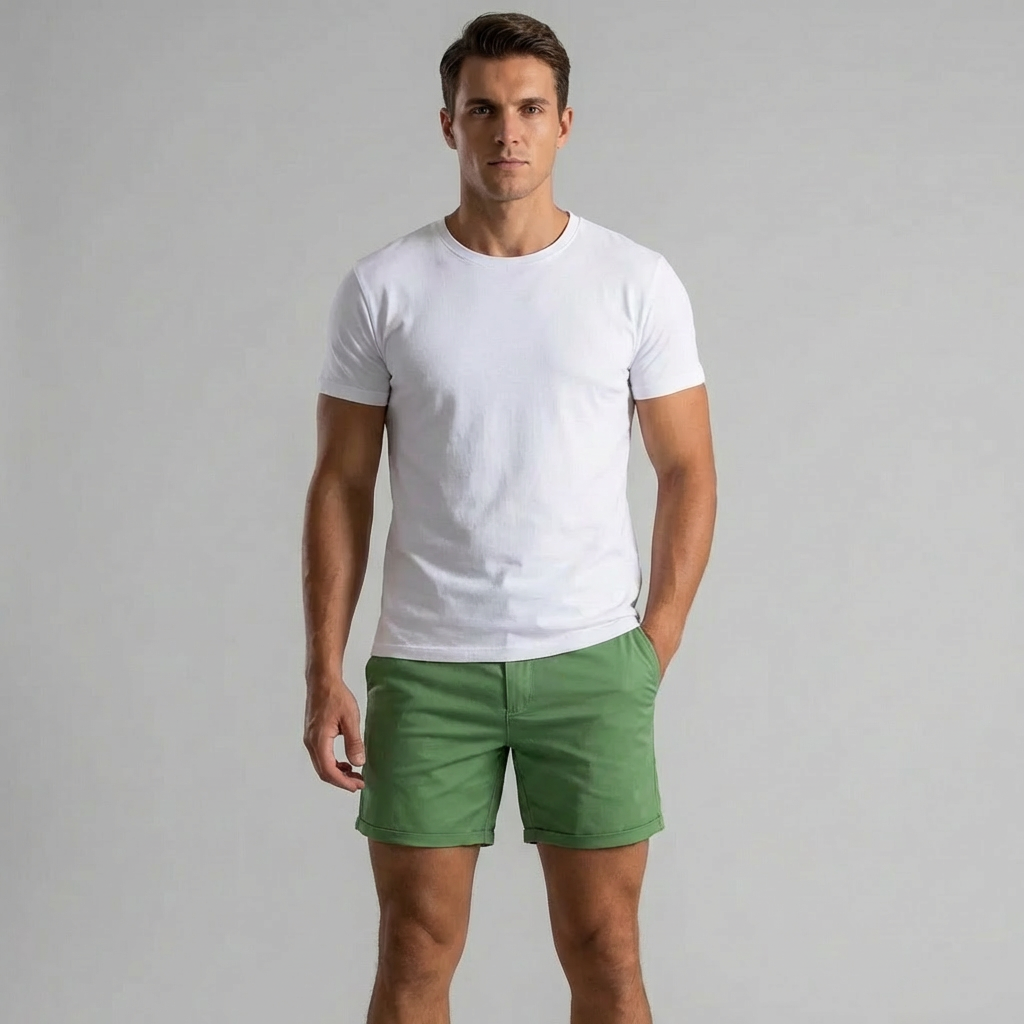 Herren Chino-Shorts Slim Fit Freizeit Sommer