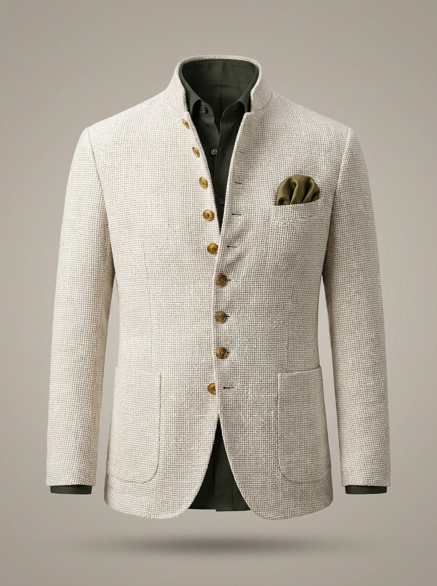 Herren Blazer Langen Ärmeln Stehkragen Und Knöpfen | Leichte Jacke