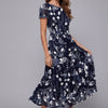 Damen Midikleid Relaxed Fit Sommer Elegant mit Blumenprint