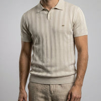 Herren Poloshirt Strickstruktur Kurzarm Baumwolle Sommer