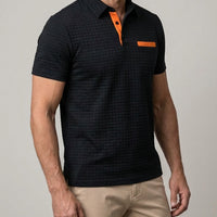 Herren Poloshirt Strickstruktur Kurzarm Baumwolle Sommer