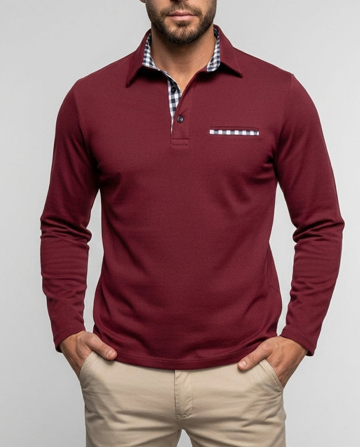 Elegantes Langarm-Poloshirt aus Baumwollmischung mit Bequemer Passform | Vielseitig Kombinierbar für Freizeit und Büro
