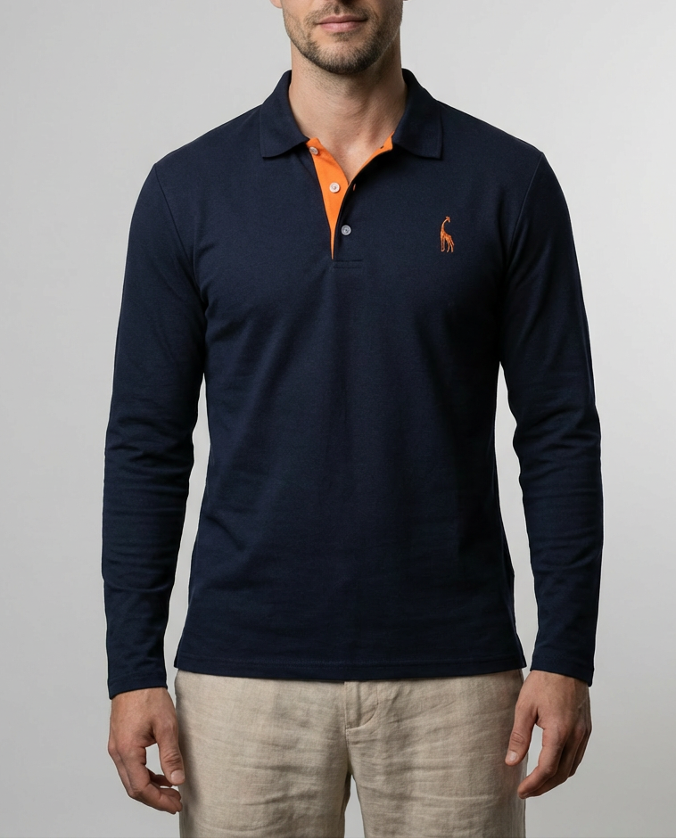 Elegantes Poloshirt Herren | Baumwolle mit Struktur & Langen Ärmeln | Zeitloser Stil für Büro & Freizeit