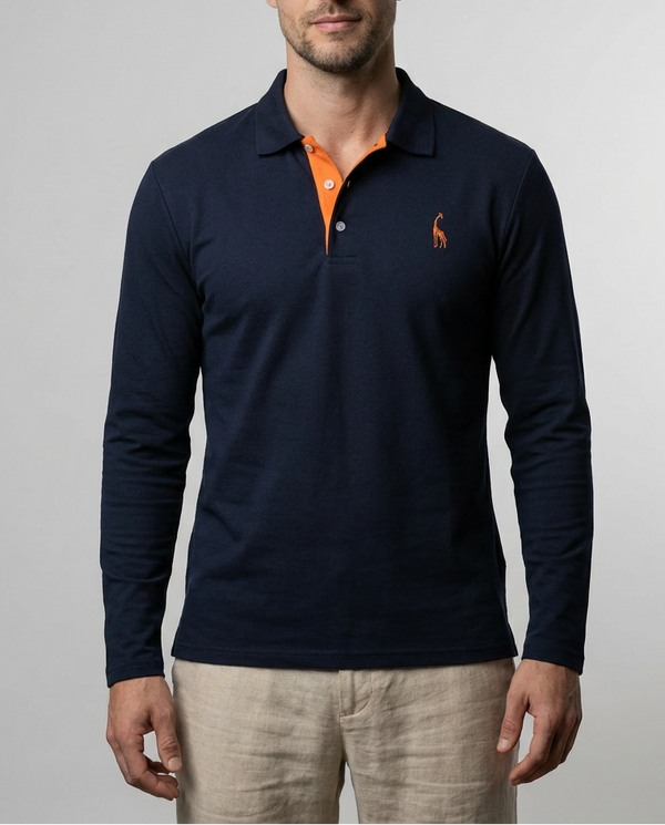 Elegantes Poloshirt Herren | Baumwolle mit Struktur & Langen Ärmeln | Zeitloser Stil für Büro & Freizeit