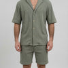 Kurzarm Hemd Shorts Set Herren Sommer Zweiteiler Struktur