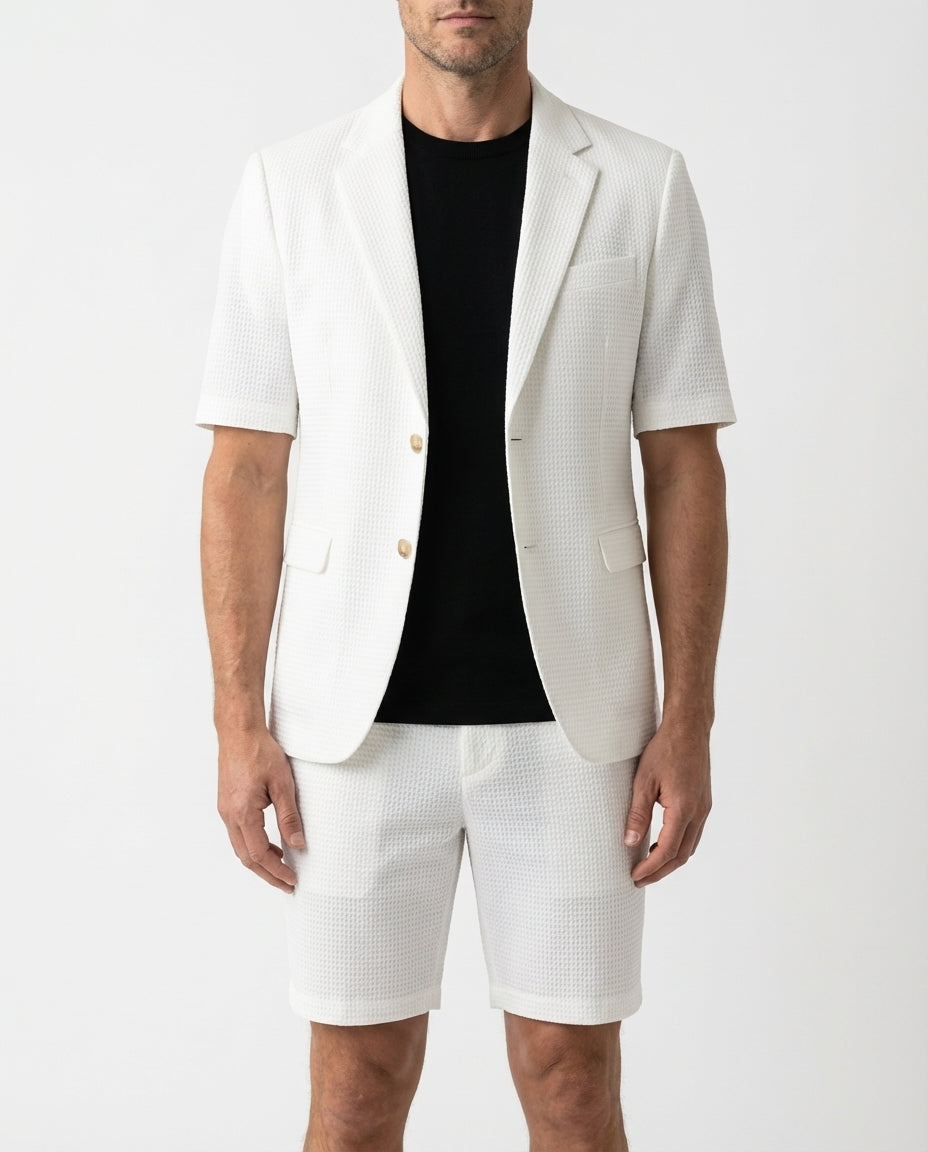 Herren Blazer Shorts Set Sommer Zweiteiler Leicht