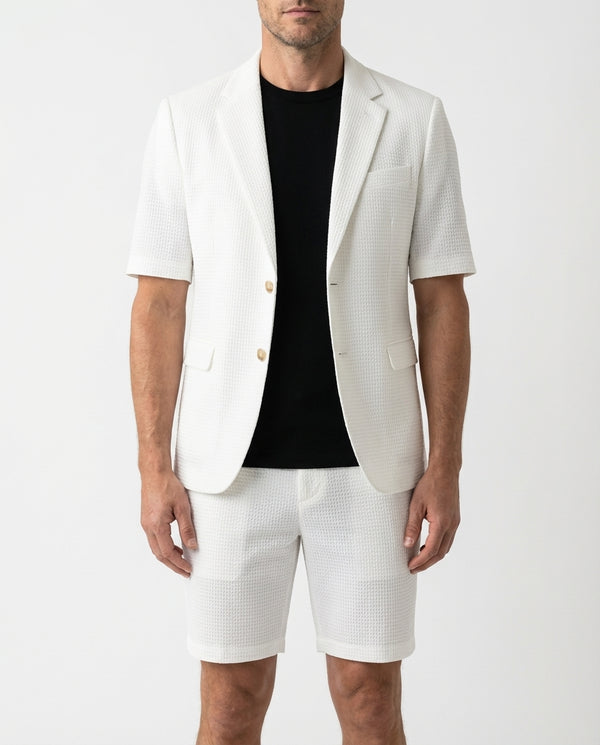 Herren Blazer Shorts Set Sommer Zweiteiler Leicht