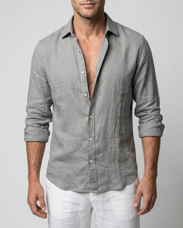 Chemise homme manches longues printemps été col classique