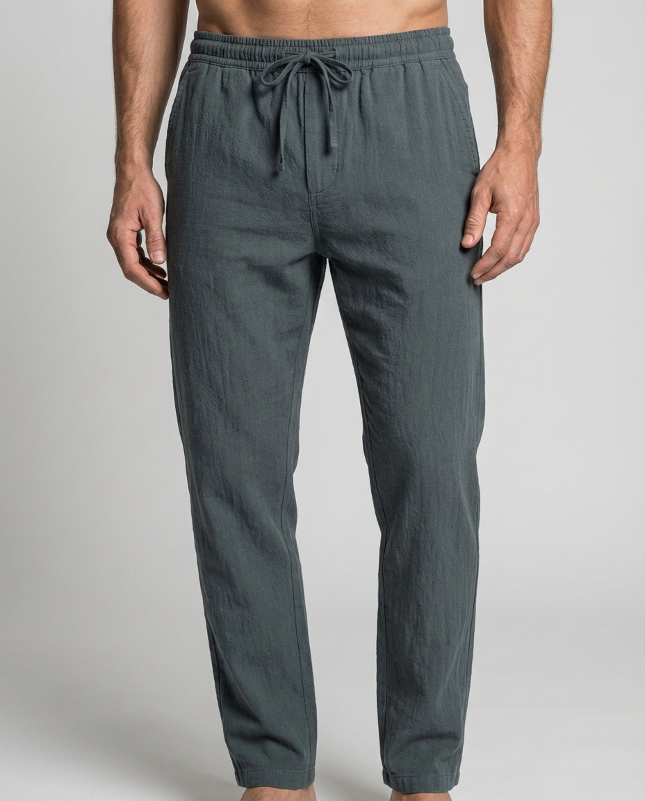 Leinenhose Herren Elastischer Bund Lockerer Schnitt Sommer