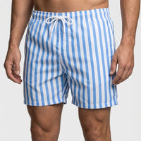 Badehose Herren Blau Weiß Gestreift Schnelltrocknend