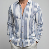 Leinenhemd Herren Gestreift Vintage Sommer