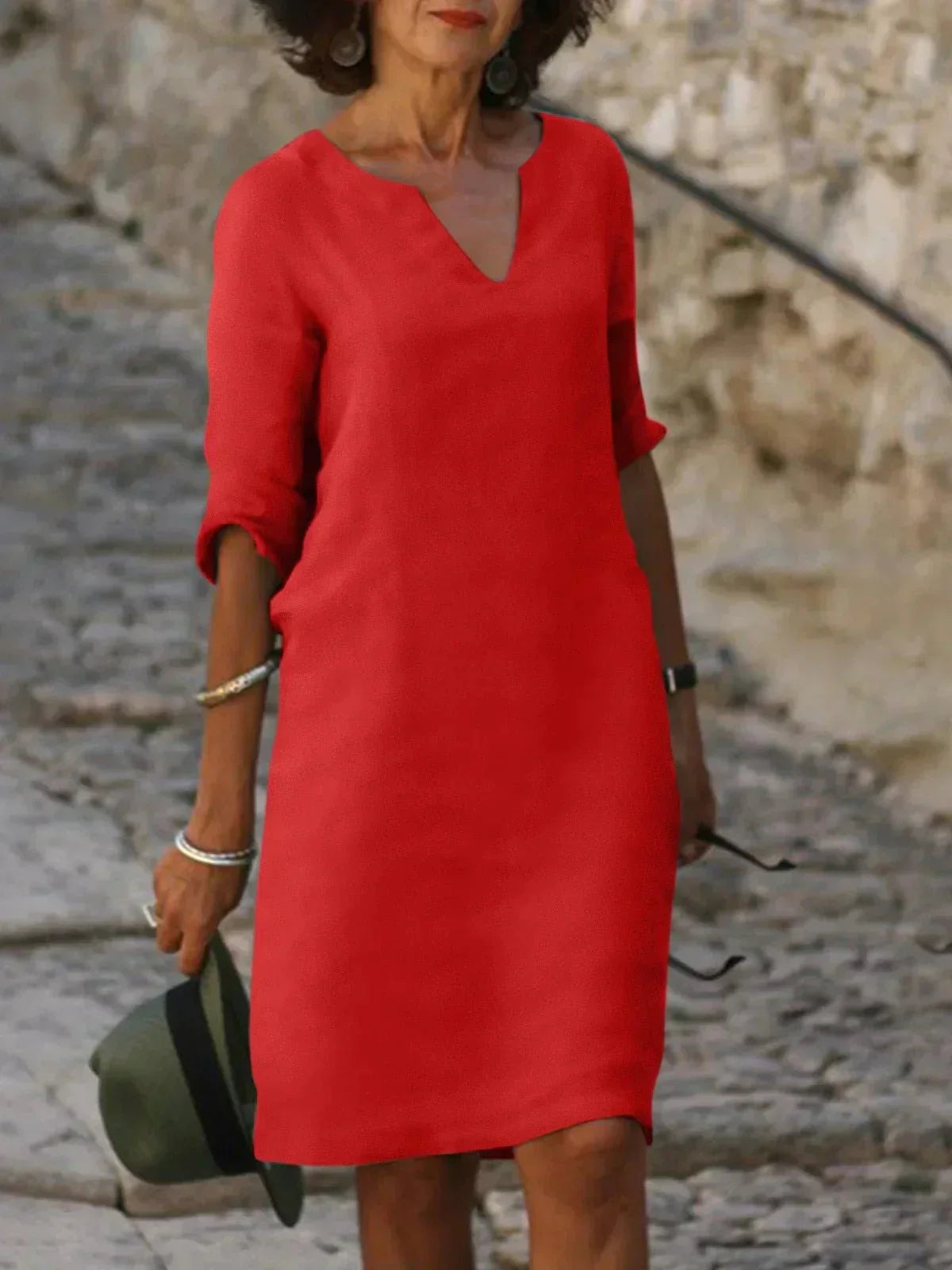 Damen Midi Kleid Regular Fit Freizeit Sommer Elegant