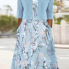 Damen Midi Kleid Set mit Cardigan Freizeit Blumendesign