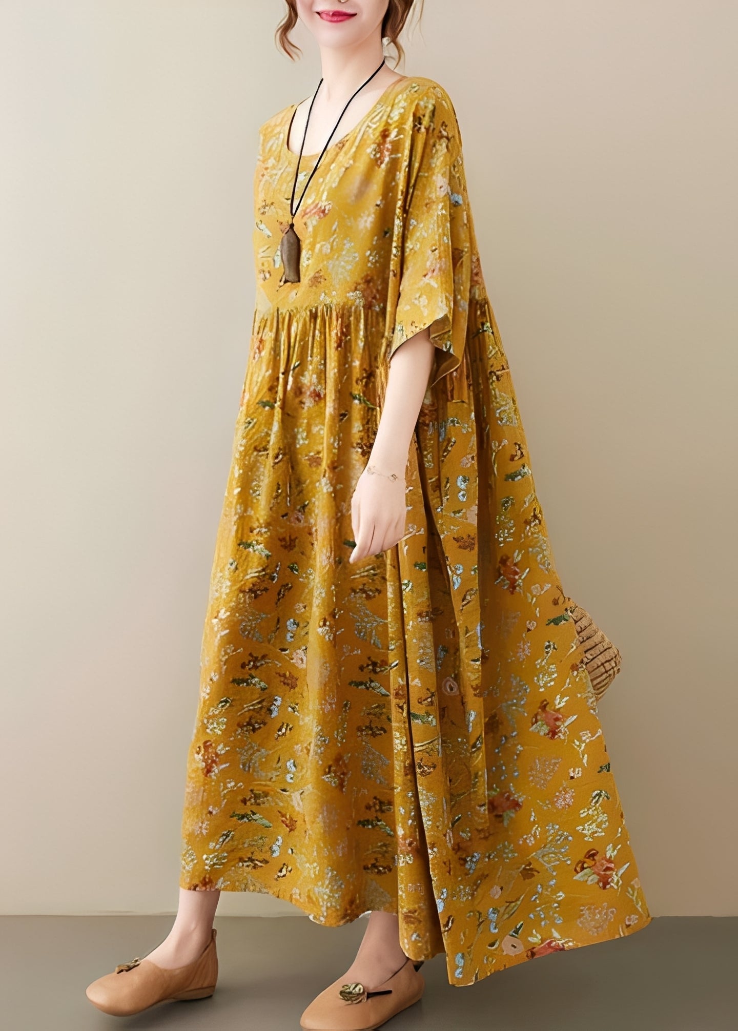 Damen Kleid Relaxed Fit Sommer Elegant mit weitem Saum