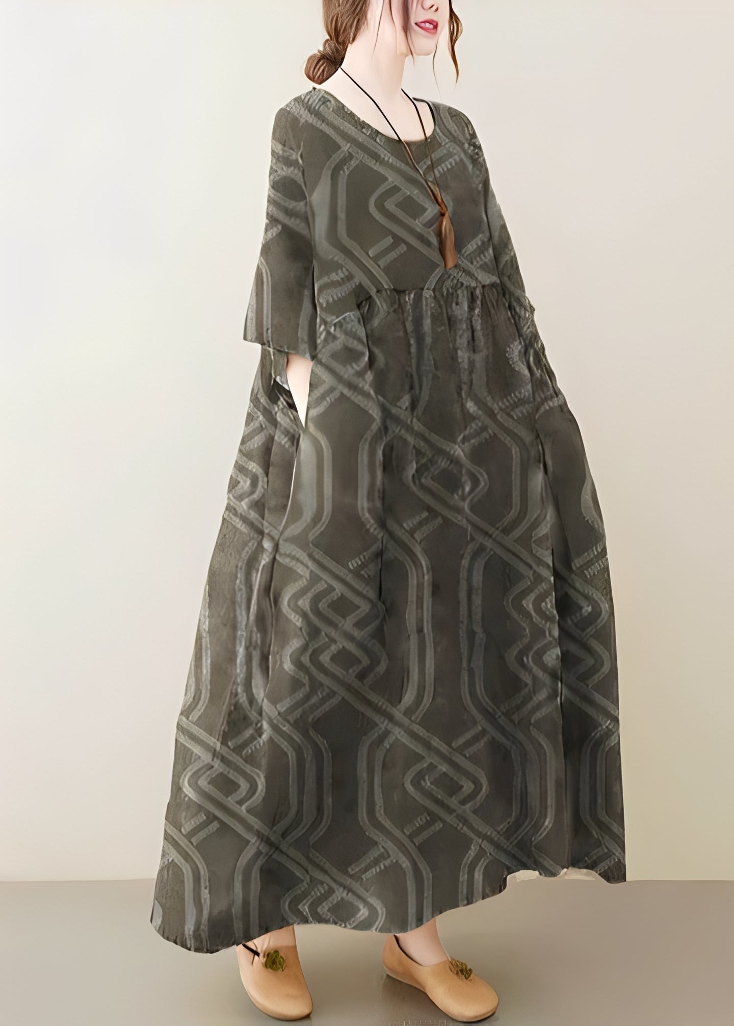 Damen Kleid Relaxed Fit Sommer Elegant mit weitem Saum