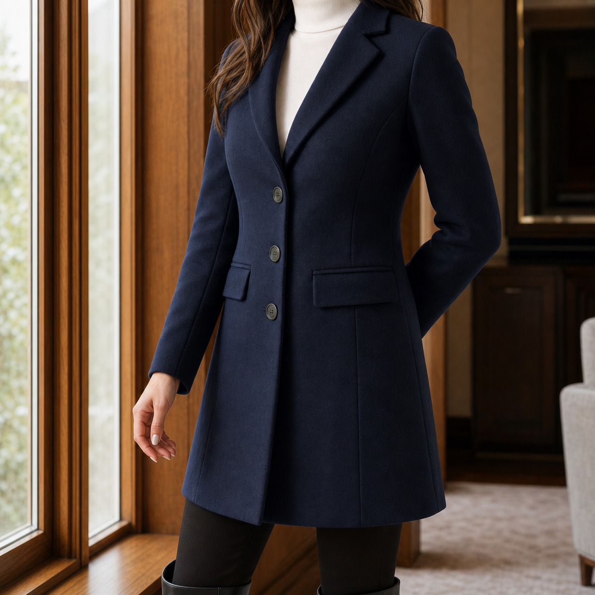 Damen Mantel Slim Fit Business Elegant