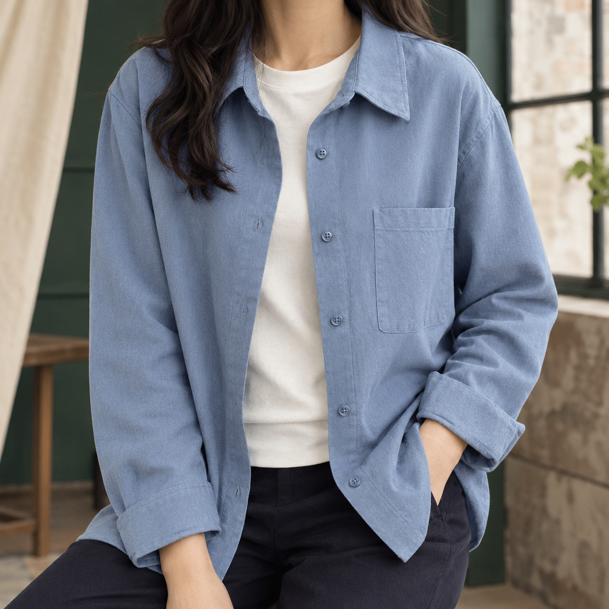 Damen Overshirt Relaxed Fit Freizeit lässig