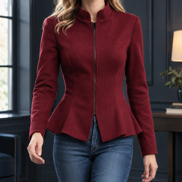 Damen Slim Fit Peplum-Jacke Business Elegant