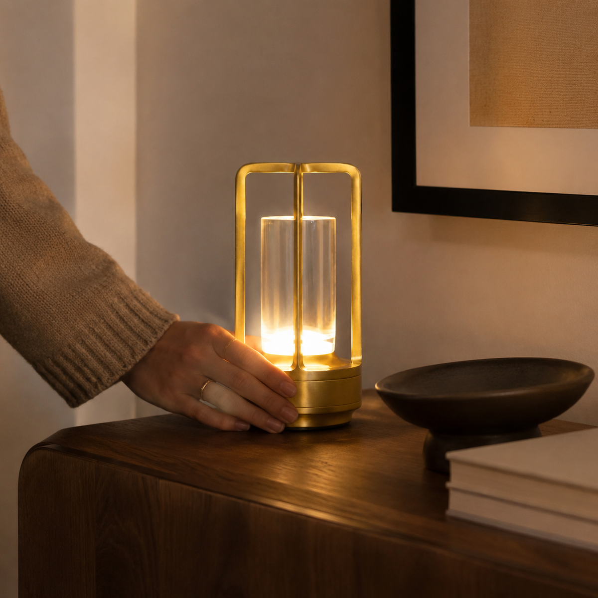 Lampe Modern Minimalistisch Wohnzimmer USB-C Akku