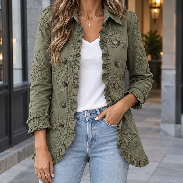Damen Rüschensakko Regular Fit Business Elegant