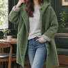 Damen Kapuzenmantel Oversize Freizeit Lang mit Knöpfen