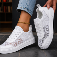 Damen Spitzen-Sneaker Regular Fit Freizeit Floral