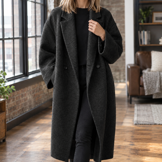 Damen Wollmantel Oversize Freizeit Lässig
