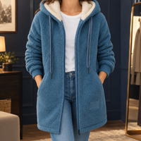 Damen Kapuzenfleecejacke Relaxed Fit Freizeit