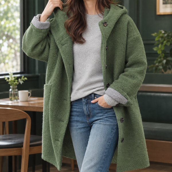 Damen Kapuzenmantel Oversize Freizeit weich und lang