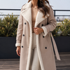 Damen Mantel Slim Fit mit Kontrastbesatz Winter Elegant