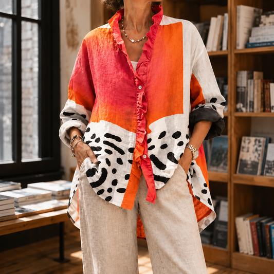Regina - Damen Oversized Bluse Relaxed Fit Casual