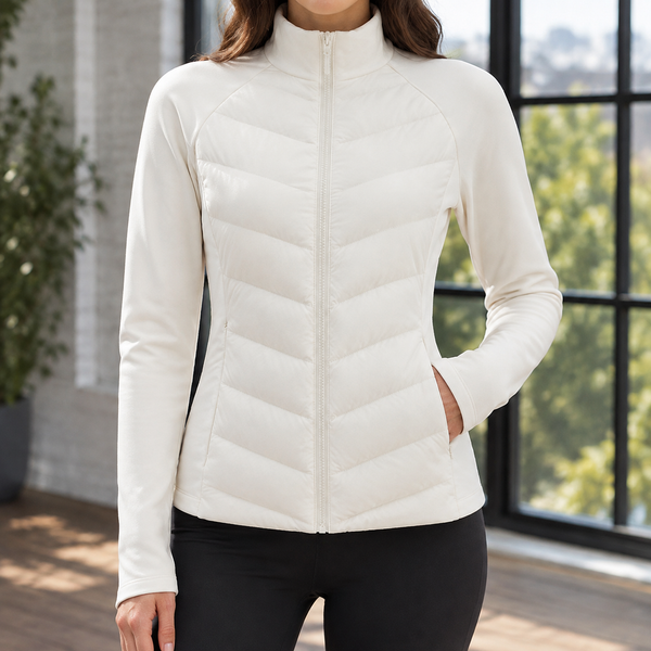 Damen Steppjacke Slim Fit Freizeit Chevron-Muster