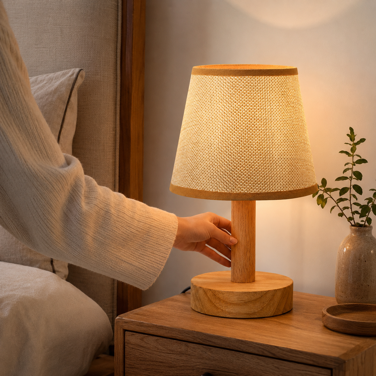Tischlampe Skandinavisch Wohnzimmer Bambus