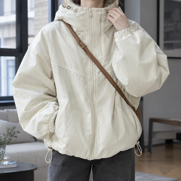 Damen Kapuzenjacke Relaxed Fit Casual mit Reißverschluss