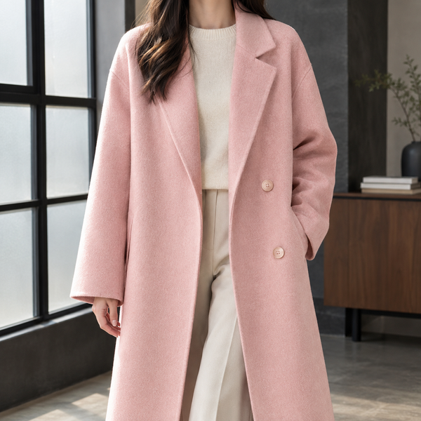 Damen Mantel Doppelreihig Relaxed Fit Casual