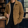 Herren Cordjacke Relaxed Fit Freizeit mit Druckknöpfen
