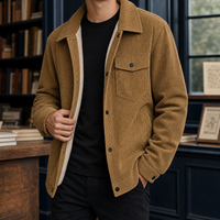 Herren Cordjacke Relaxed Fit Freizeit mit Druckknöpfen