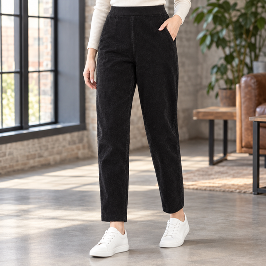 Damen Slim Fit Hose Freizeit Cord mit Fleecefutter