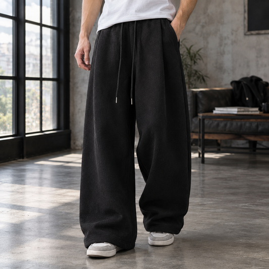 Weite Herrenhose Relaxed Fit Freizeit mit Kordelzugbund