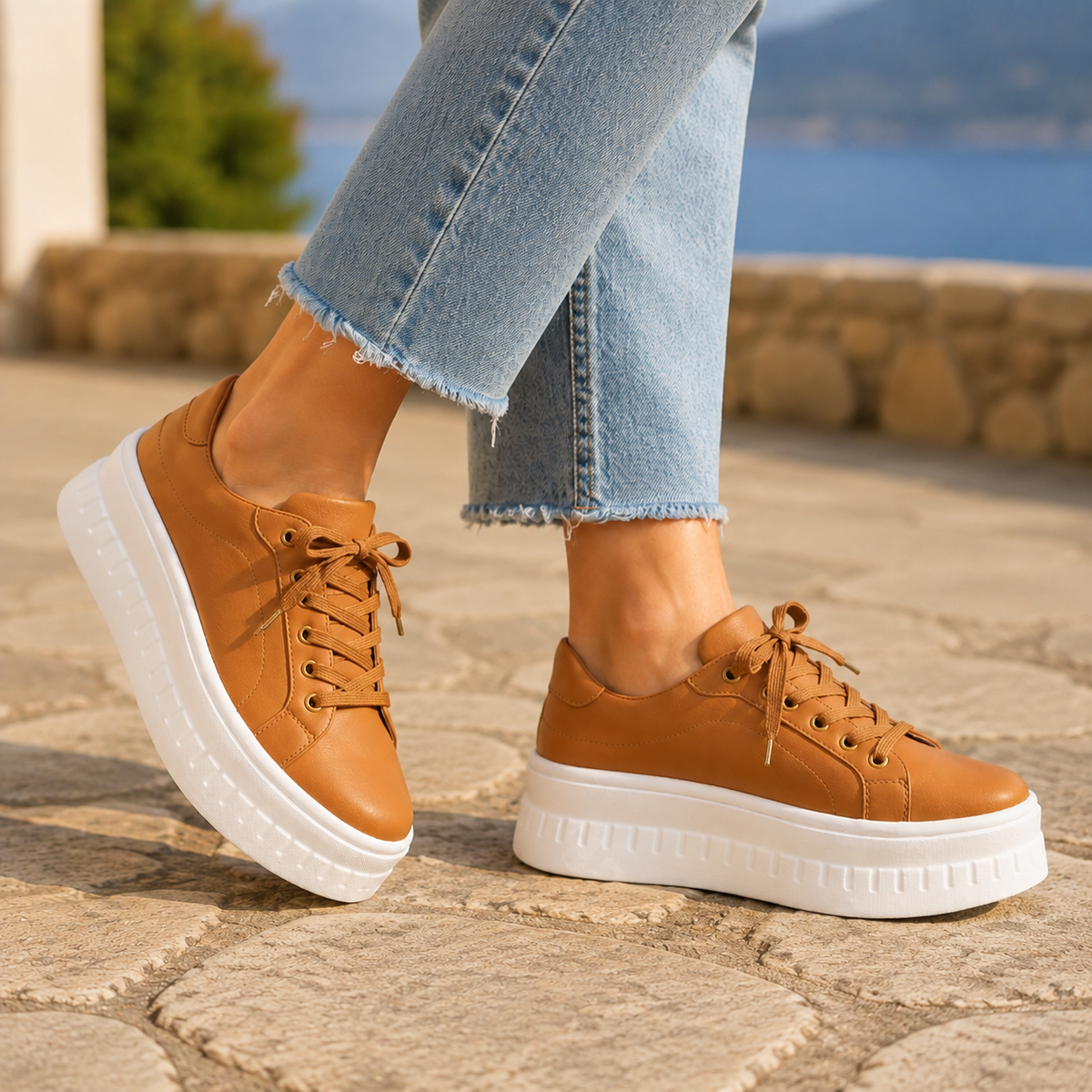 Damen Sneaker Casual Plateausohle
