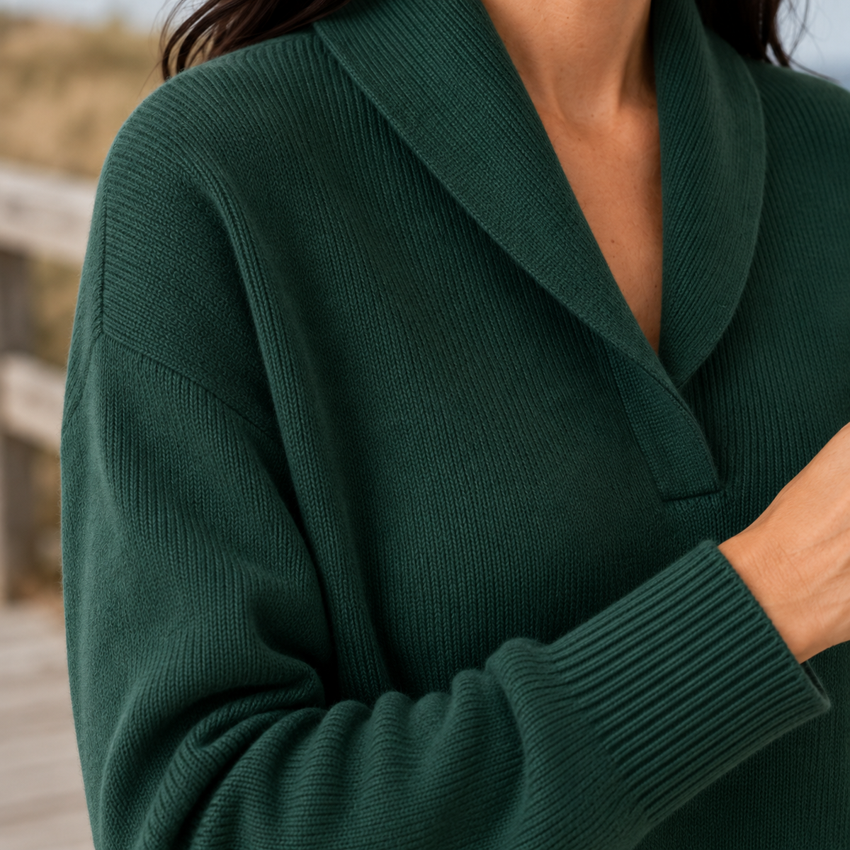 Damen Schalkragenpullover Relaxed Fit Casual Freizeit
