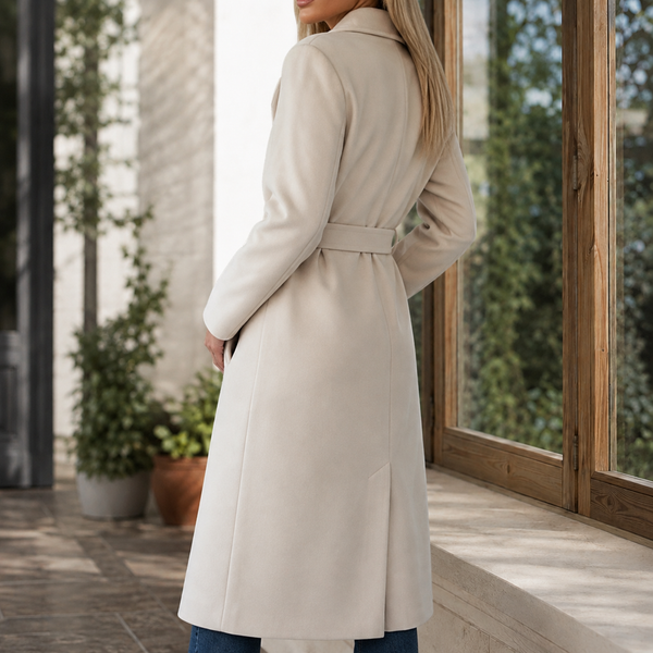 Damen Gürtelmantel Slim Fit Business Elegant knielang