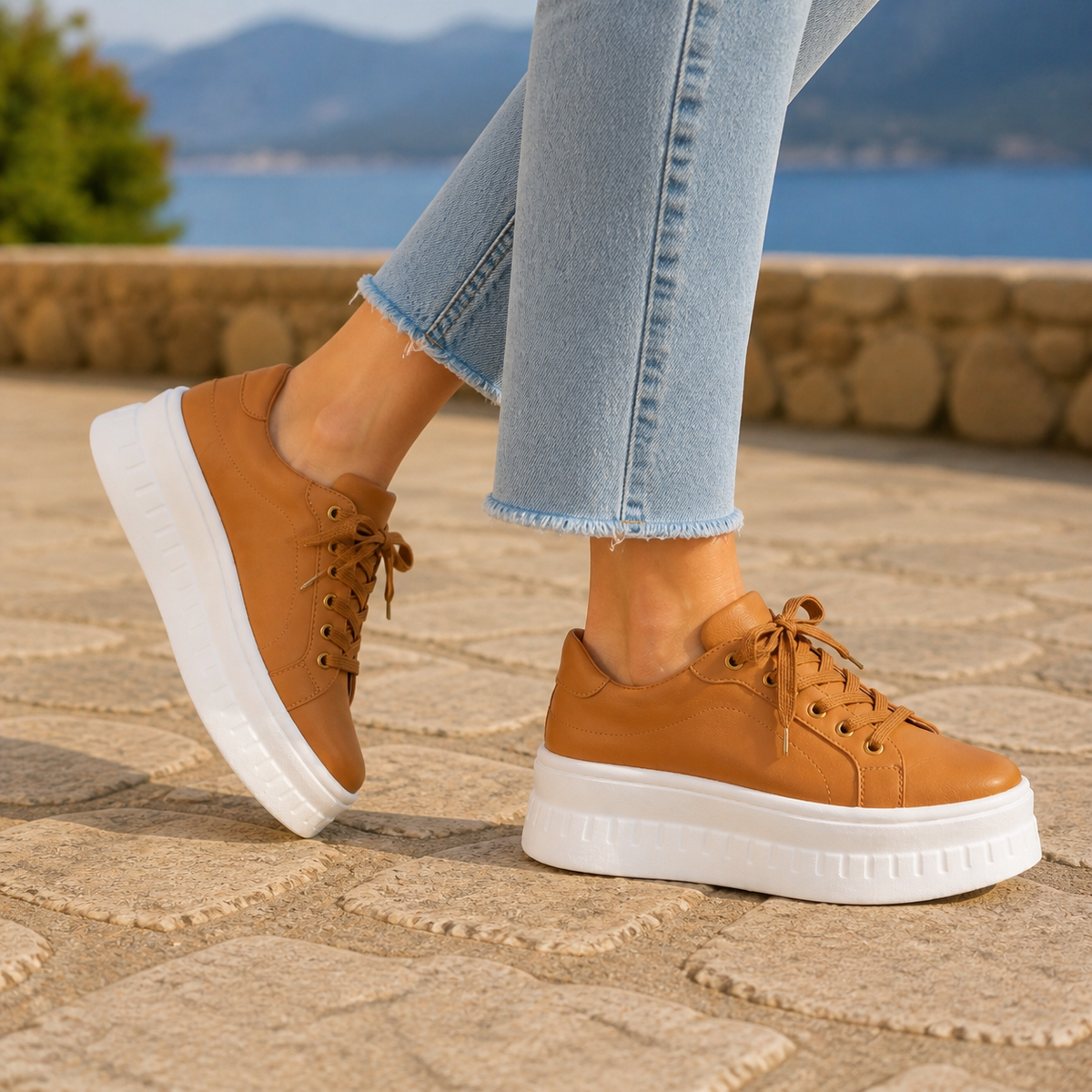 Damen Sneaker Casual Plateausohle