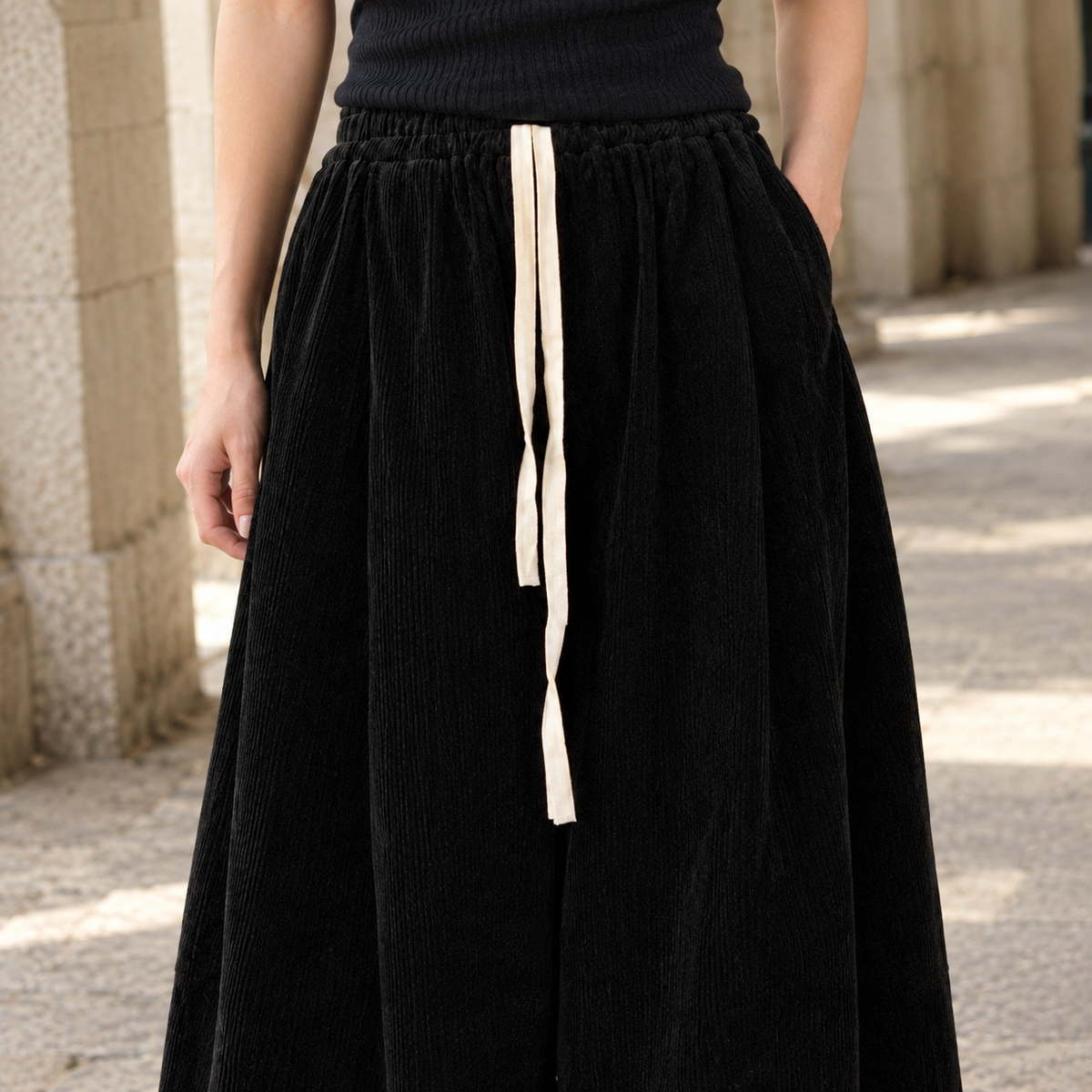 Weite Damenhose Relaxed Fit Casual mit Kordelbund
