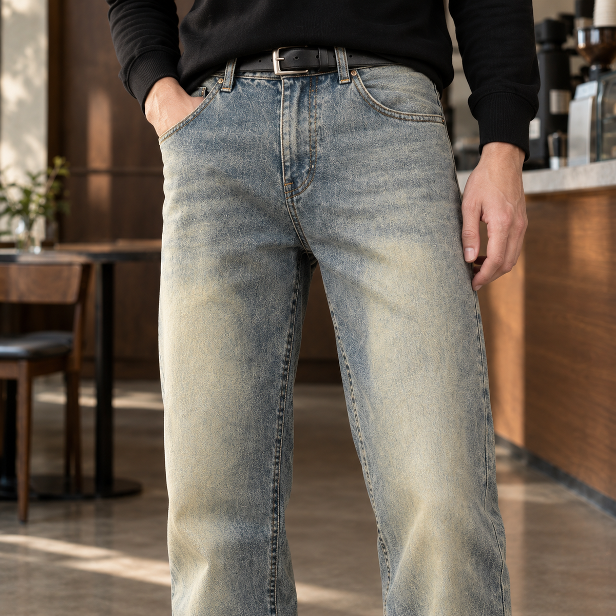 Herren Flared Jeans Slim Fit Freizeit