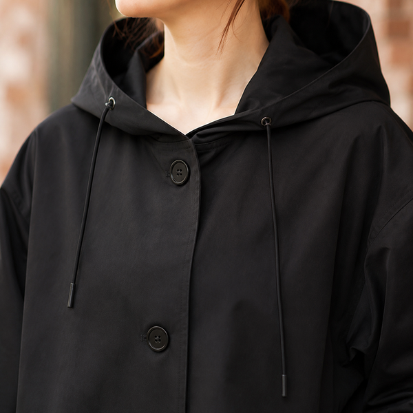 Damen Kapuzenmantel Relaxed Fit Freizeit knielang