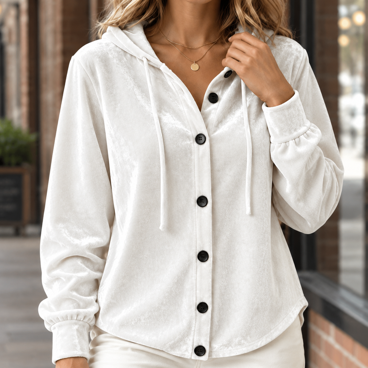 Mia - Damen Overshirt Samt Relaxed Fit Freizeit
