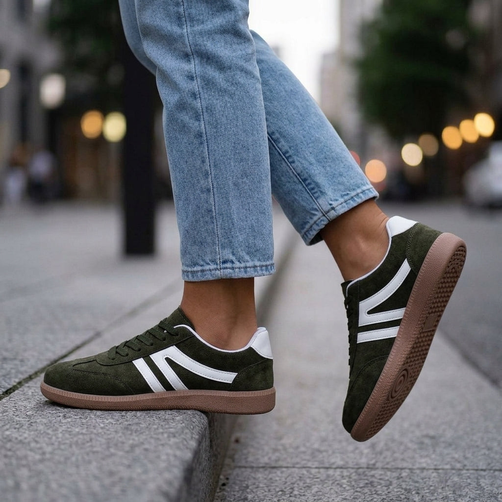 Damen Retro Sneaker Flach Freizeit