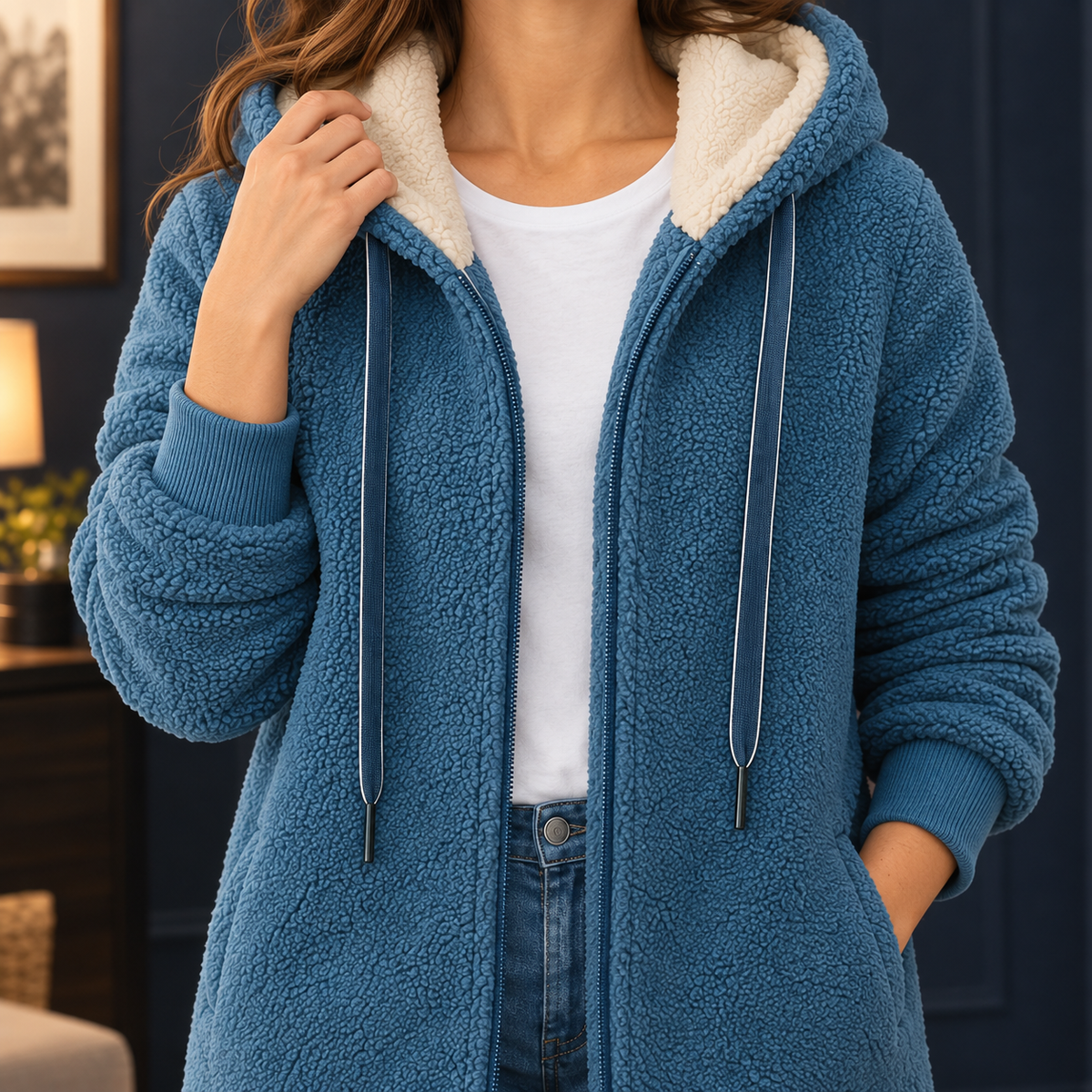 Damen Kapuzenfleecejacke Relaxed Fit Freizeit