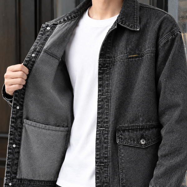 Overshirt Herren Relaxed Fit Freizeit Denim lässig